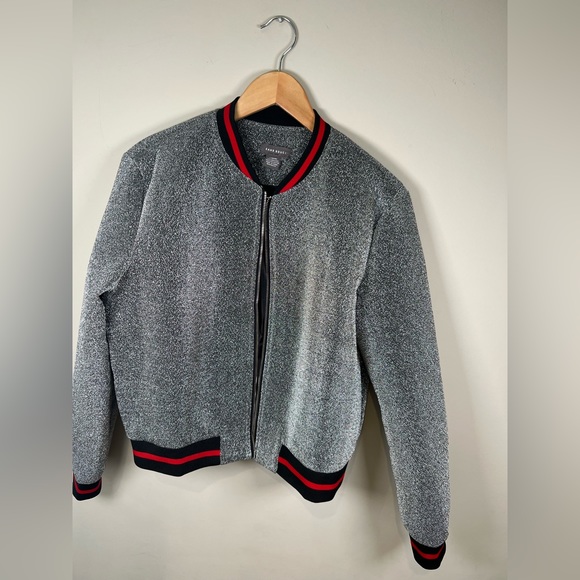 SansSouci Metallic Bomber Jacket- Silver size L EUC - Picture 4 of 7